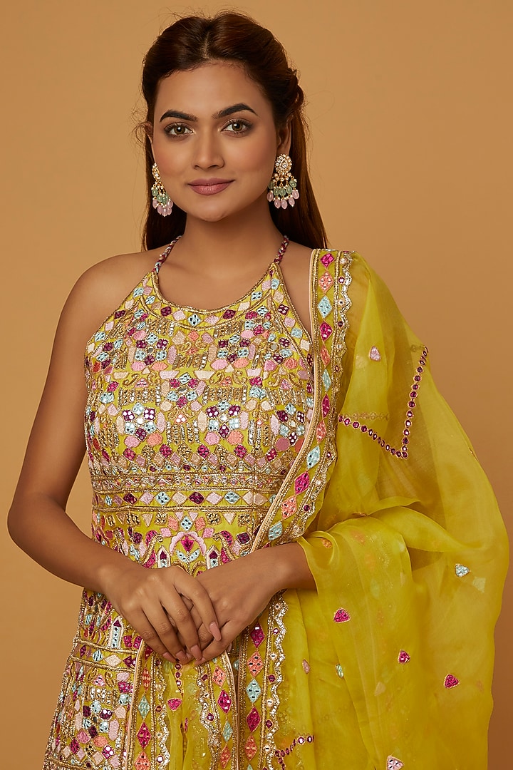 Beige Chanderi Resham Embroidered Gharara Set by Tamanna Punjabi Kapoor at Pernia's Pop Up Shop