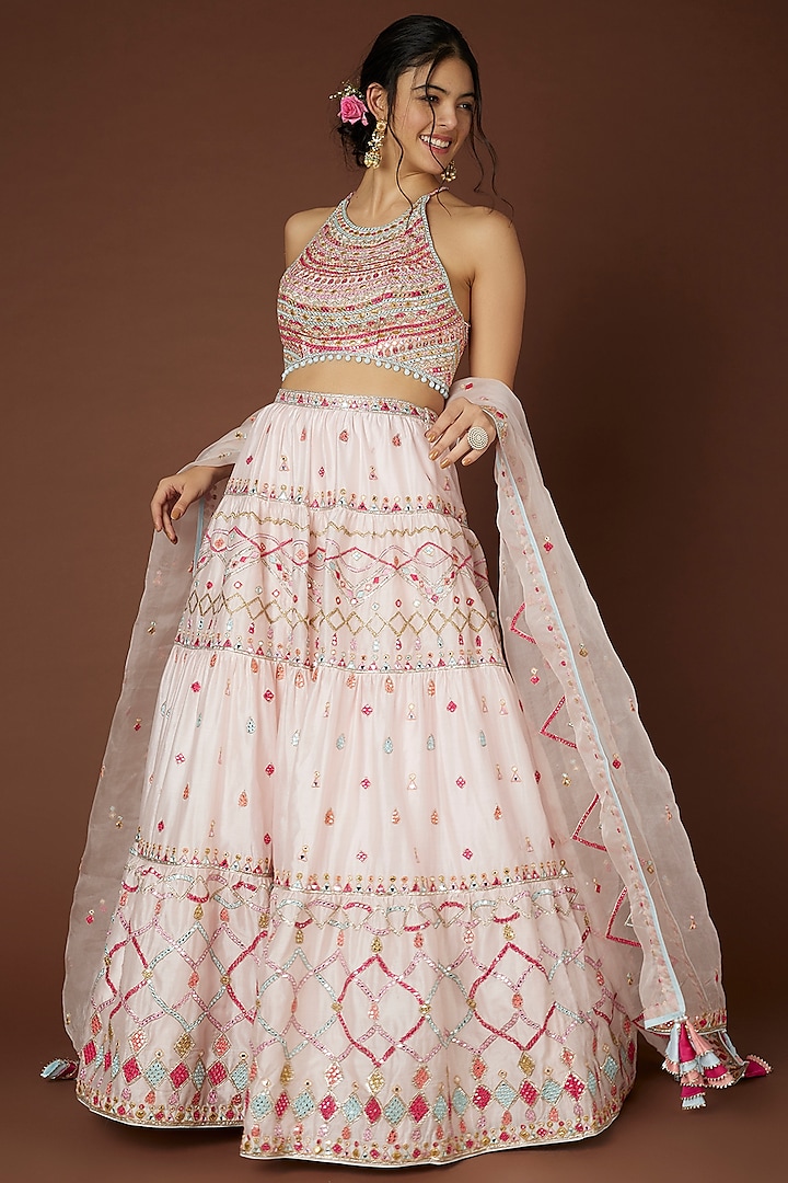 Blush Pink Embroidered Lehenga Set by Tamanna Punjabi Kapoor