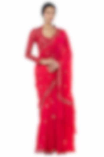 Fuchsia Embroidered Wedding Saree Set by Tamanna Punjabi Kapoor at Pernia's Pop Up Shop