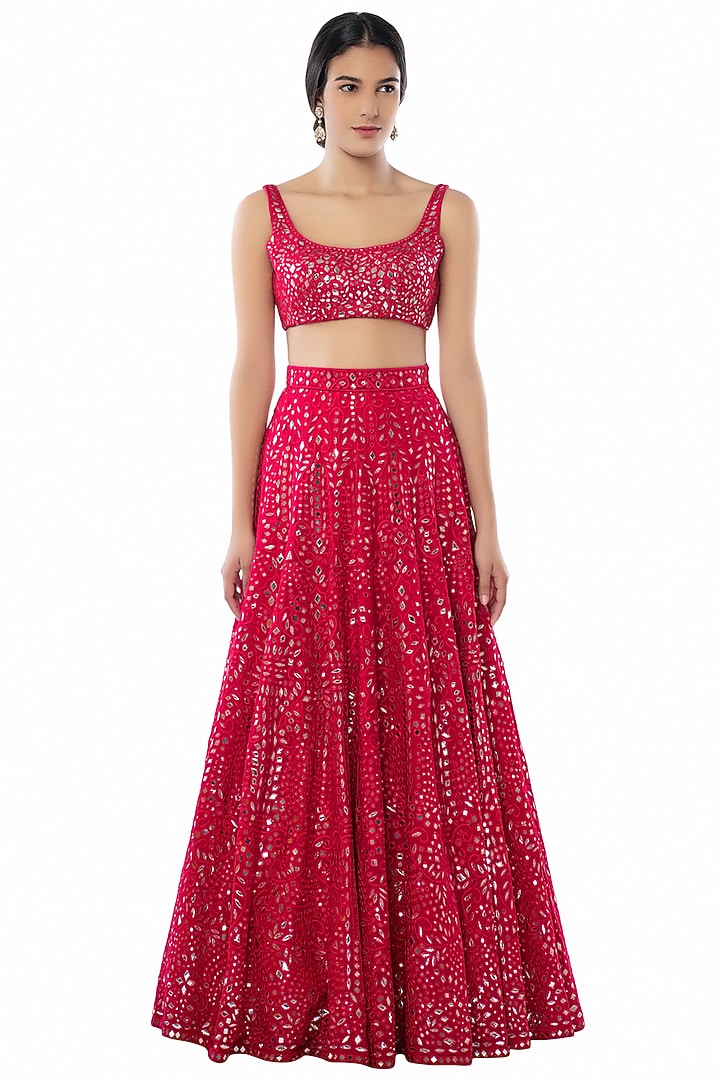 Pink Embroidered Bridal Lehenga Set by Tamanna Punjabi Kapoor at Pernia's Pop Up Shop