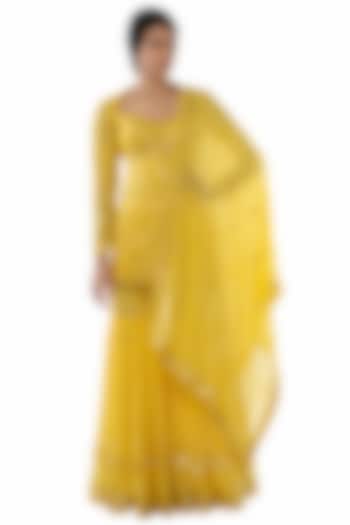 Yellow Embroidered Sharara Set by Tamanna Punjabi Kapoor