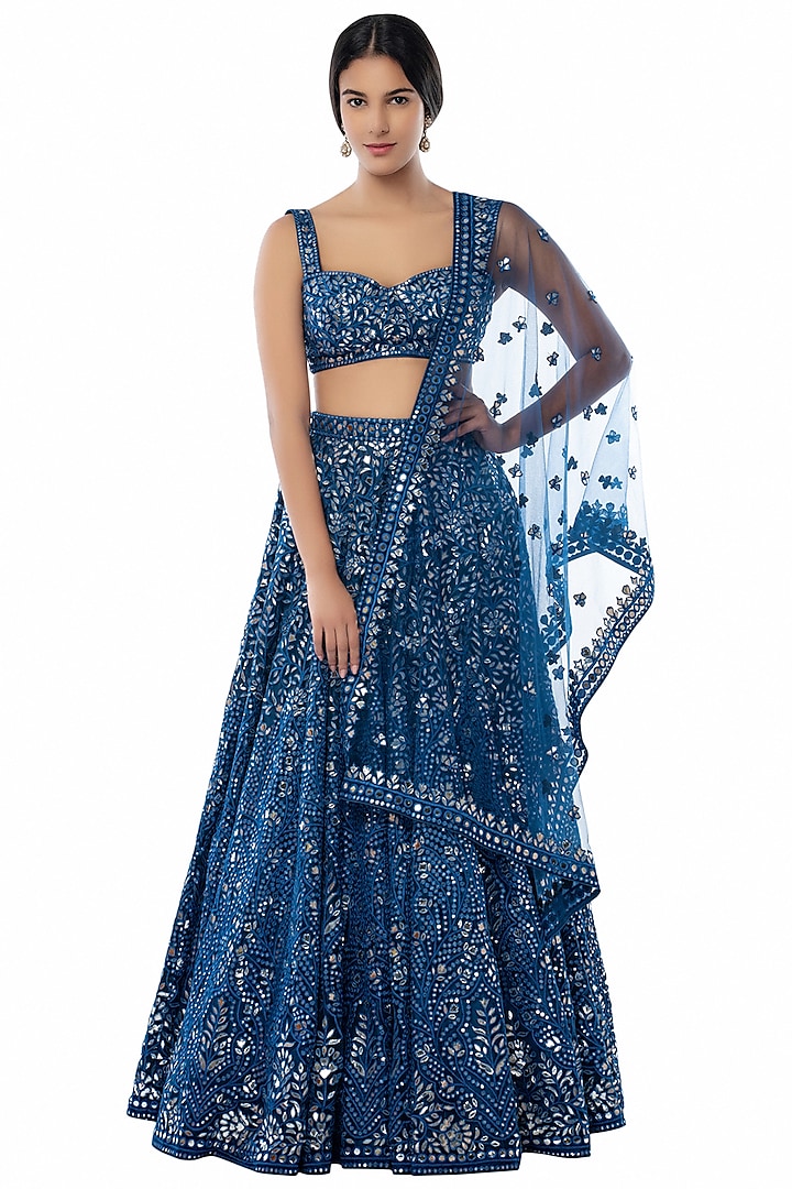 Blue Embroidered Lehenga Set by Tamanna Punjabi Kapoor