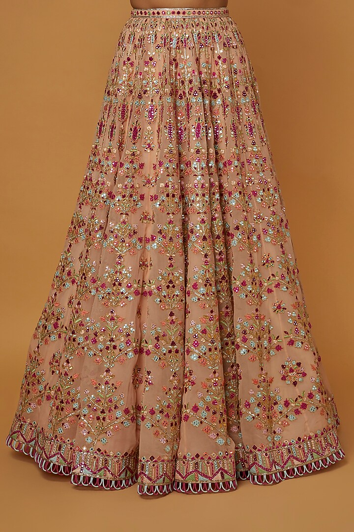 Peach Embroidered Bridal Lehenga Set by Tamanna Punjabi Kapoor at Pernia's Pop Up Shop