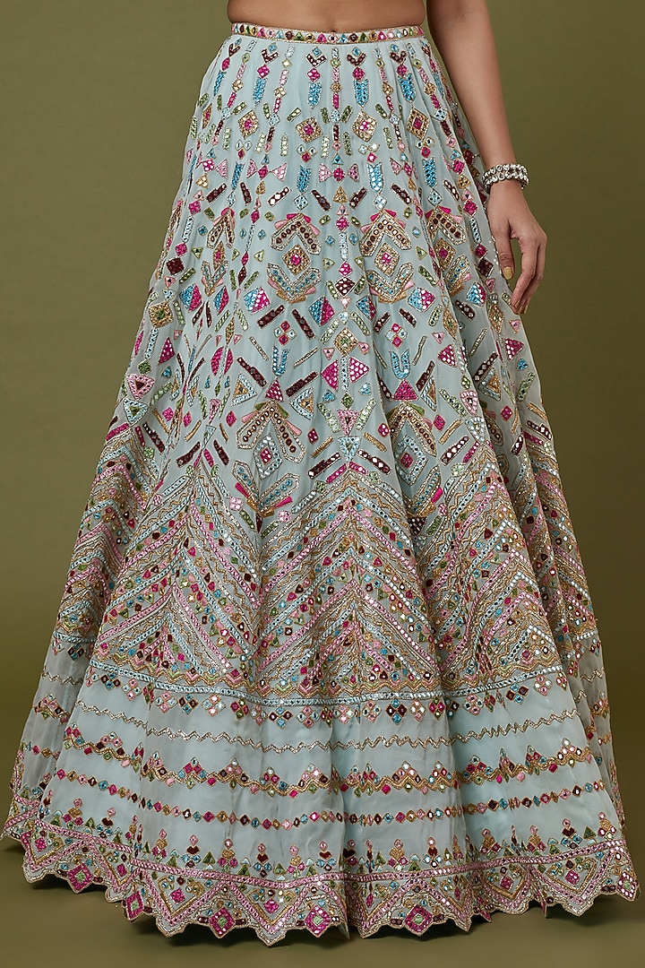 Sky Blue Embroidered Bridal Lehenga Set by Tamanna Punjabi Kapoor at Pernia's Pop Up Shop
