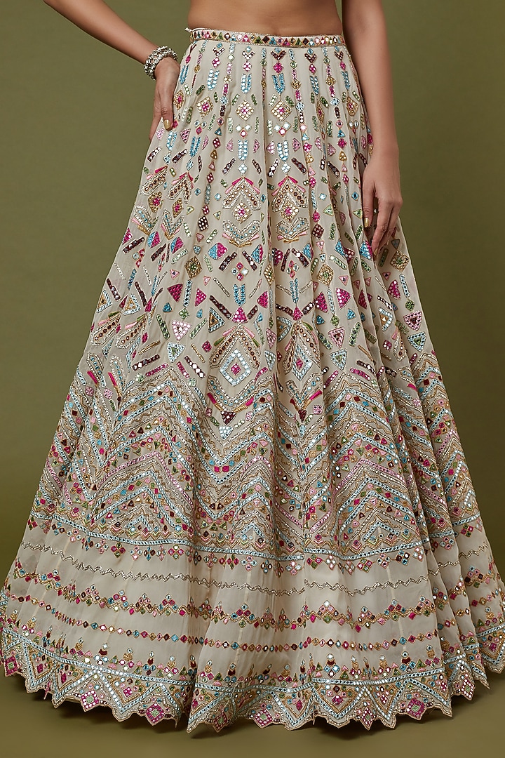 White Embroidered Bridal Lehenga Set by Tamanna Punjabi Kapoor at Pernia's Pop Up Shop