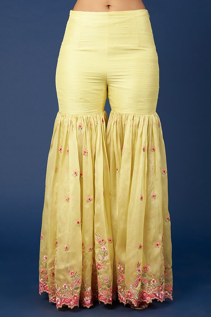 Yellow Embroidered Gharara Set by Tamanna Punjabi Kapoor at Pernia's Pop Up Shop