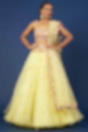 Yellow Embroidered Lehenga Set by Tamanna Punjabi Kapoor
