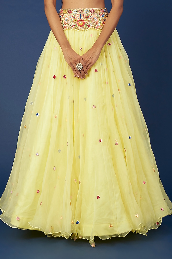 Yellow Embroidered Wedding Lehenga Set by Tamanna Punjabi Kapoor at Pernia's Pop Up Shop