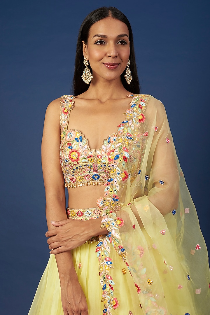 Yellow Embroidered Wedding Lehenga Set by Tamanna Punjabi Kapoor at Pernia's Pop Up Shop