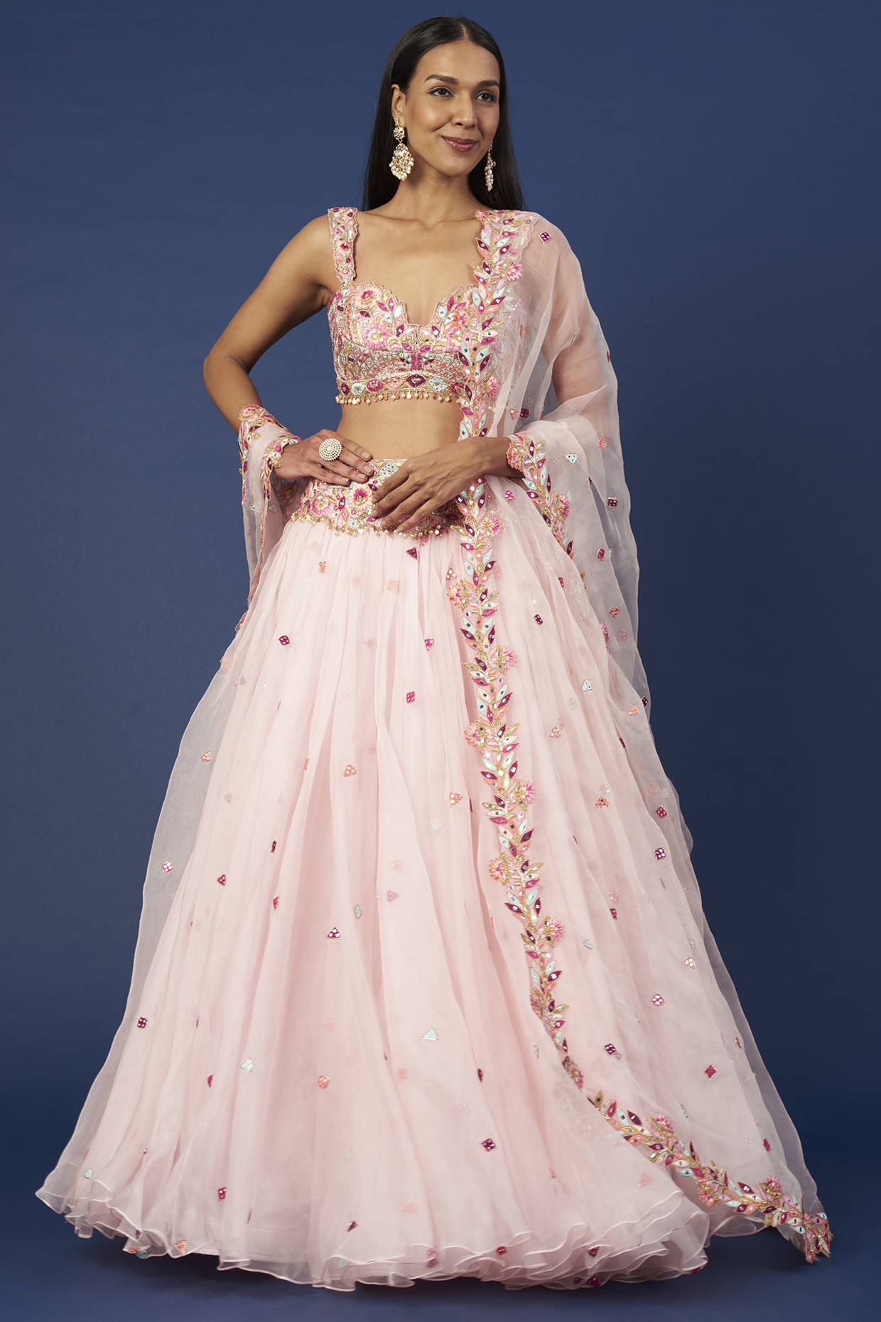 Blush Pink Embroidered Lehenga Set by Tamanna Punjabi Kapoor