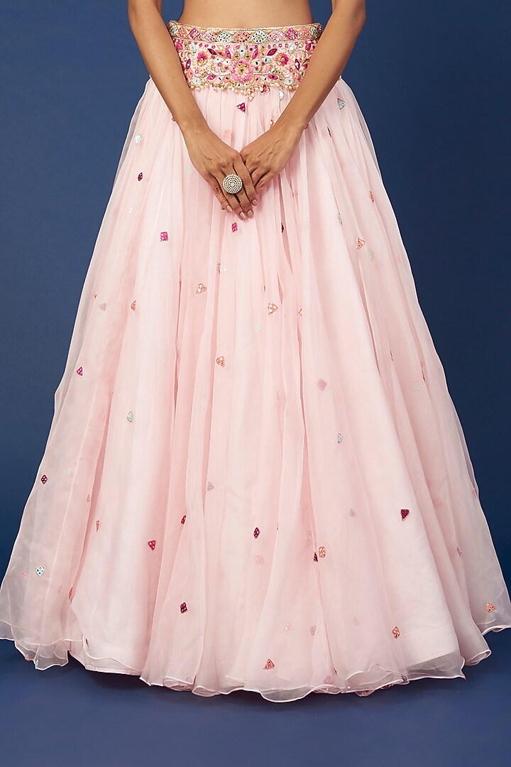Blush Pink Embroidered Wedding Lehenga Set by Tamanna Punjabi Kapoor at Pernia's Pop Up Shop