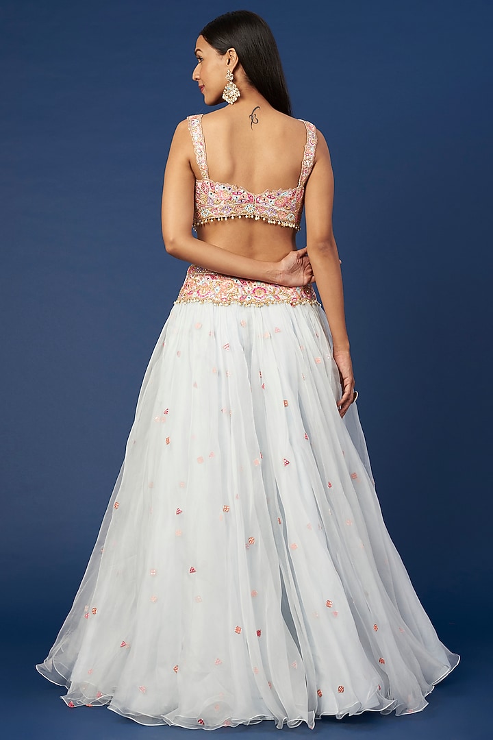Blue Embroidered Wedding Lehenga Set by Tamanna Punjabi Kapoor at Pernia's Pop Up Shop