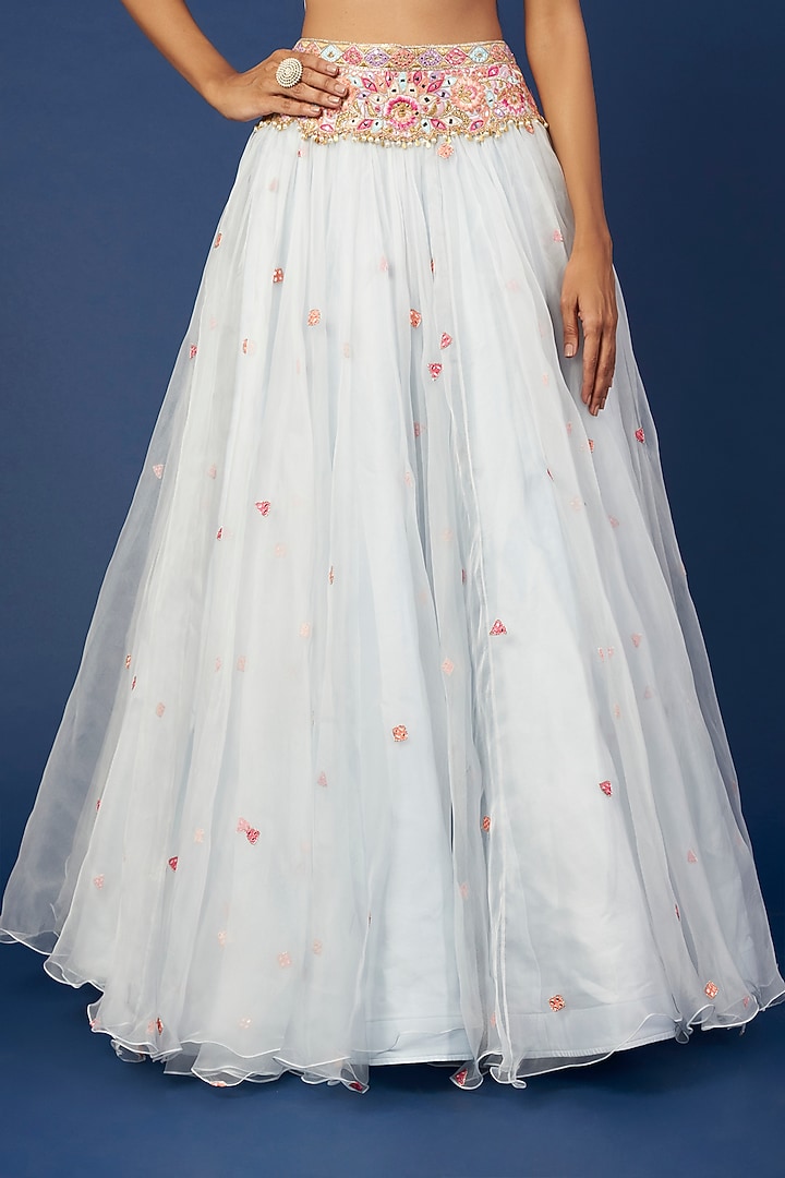 Blue Embroidered Wedding Lehenga Set by Tamanna Punjabi Kapoor at Pernia's Pop Up Shop