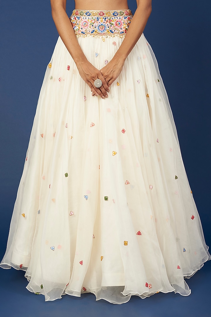 White Embroidered Bridal Lehenga Set by Tamanna Punjabi Kapoor at Pernia's Pop Up Shop