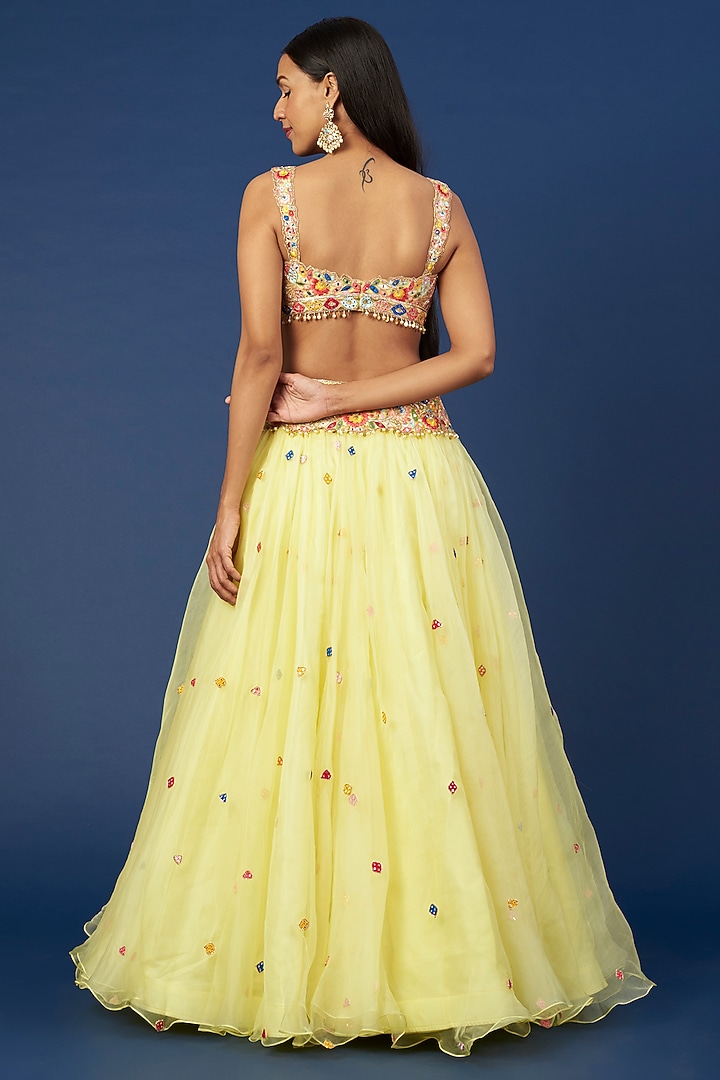 Yellow Embroidered Net Wedding Lehenga Set by Tamanna Punjabi Kapoor at Pernia's Pop Up Shop