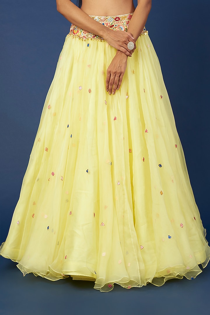 Yellow Embroidered Net Wedding Lehenga Set by Tamanna Punjabi Kapoor at Pernia's Pop Up Shop