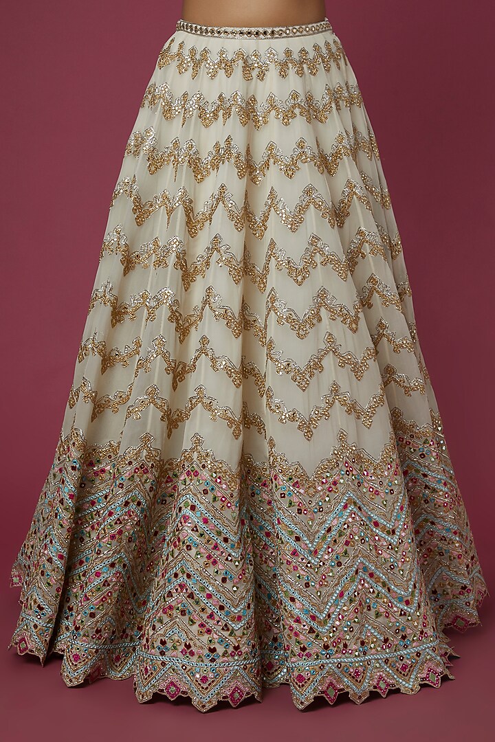 White Embroidered Bridal Lehenga Set by Tamanna Punjabi Kapoor at Pernia's Pop Up Shop