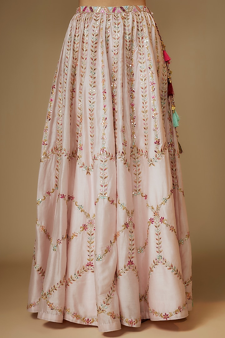 Ivory Georgette Gota & Resham Embroidered High-Waist Bridal Sharara Set by Tamanna Punjabi Kapoor at Pernia's Pop Up Shop