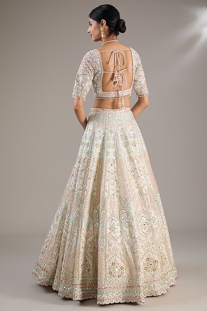 Ivory Raw Silk Resham Embroidered Bridal Lehenga Set by Tamanna Punjabi Kapoor at Pernia's Pop Up Shop