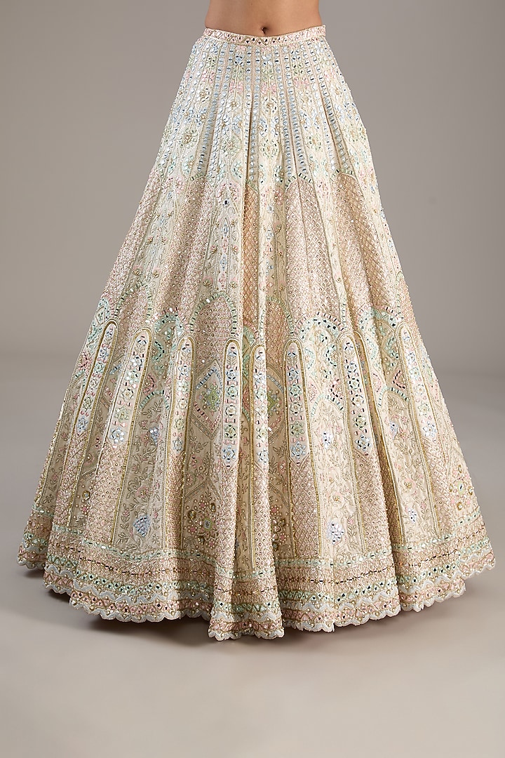 Ivory Raw Silk Resham Embroidered Bridal Lehenga Set by Tamanna Punjabi Kapoor at Pernia's Pop Up Shop