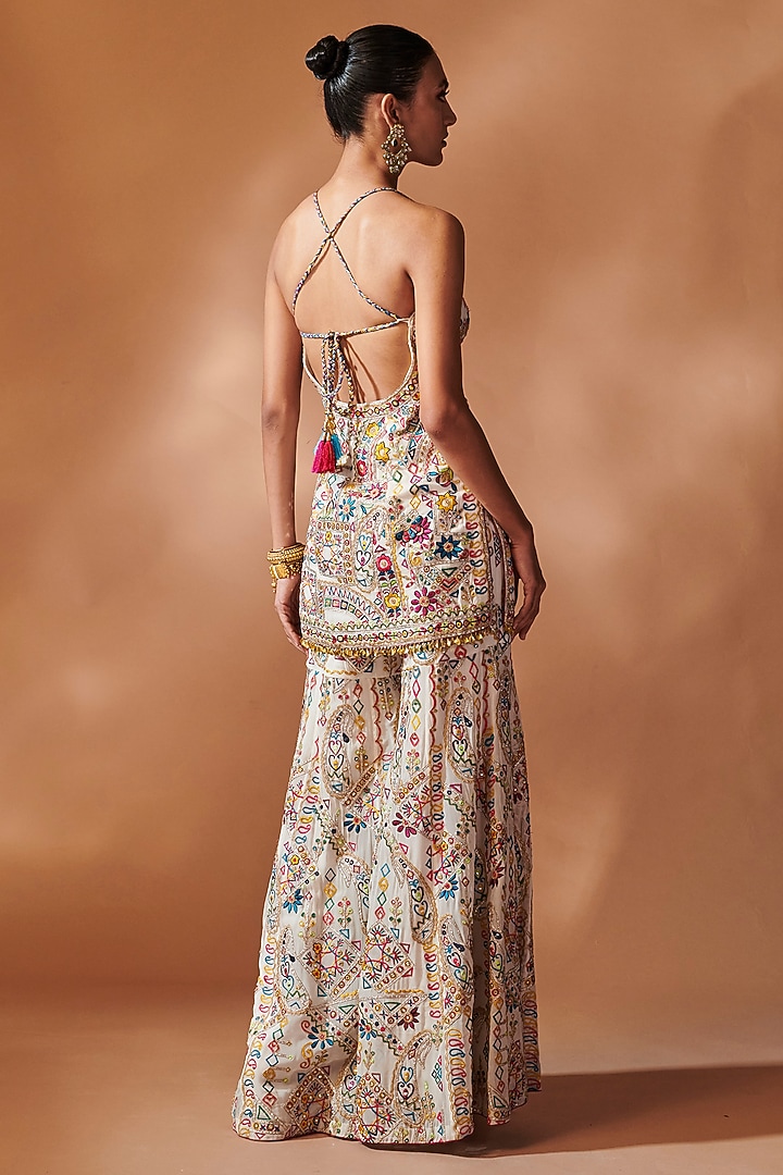 Ivory Georgette Gota Embroidered Bridal Sharara Set by Tamanna Punjabi Kapoor at Pernia's Pop Up Shop