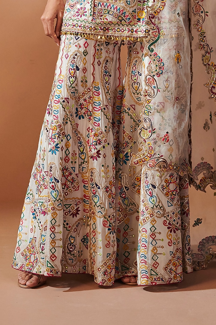 Ivory Georgette Gota Embroidered Bridal Sharara Set by Tamanna Punjabi Kapoor at Pernia's Pop Up Shop