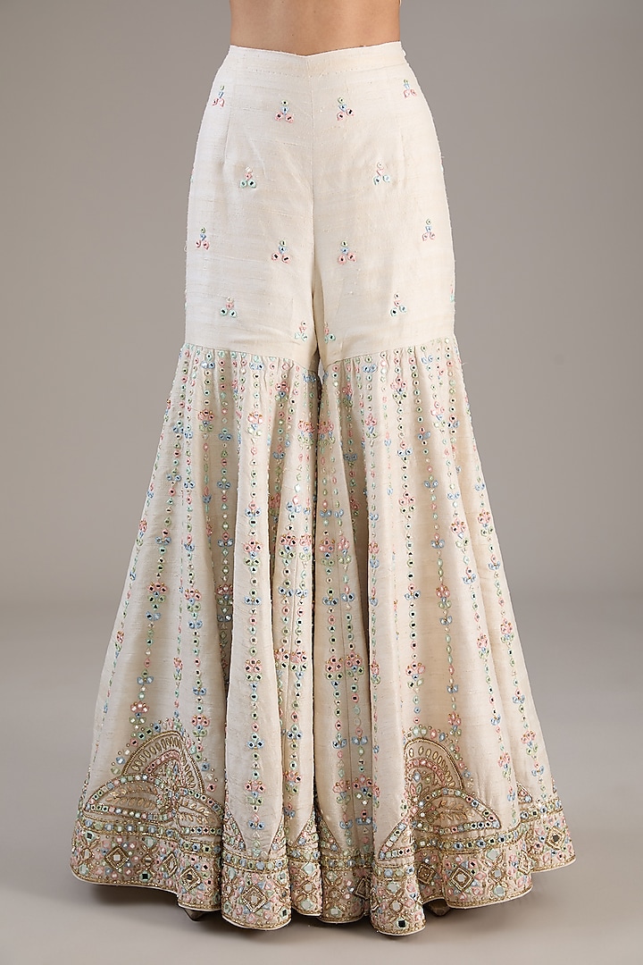 Pink Raw Silk Resham Embroidered Bridal Sharara Set by Tamanna Punjabi Kapoor at Pernia's Pop Up Shop