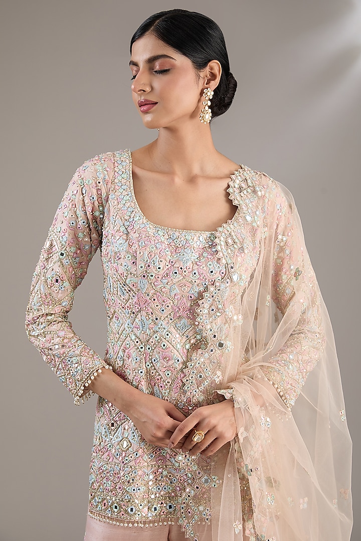 Pink Raw Silk Resham Embroidered Bridal Sharara Set by Tamanna Punjabi Kapoor at Pernia's Pop Up Shop