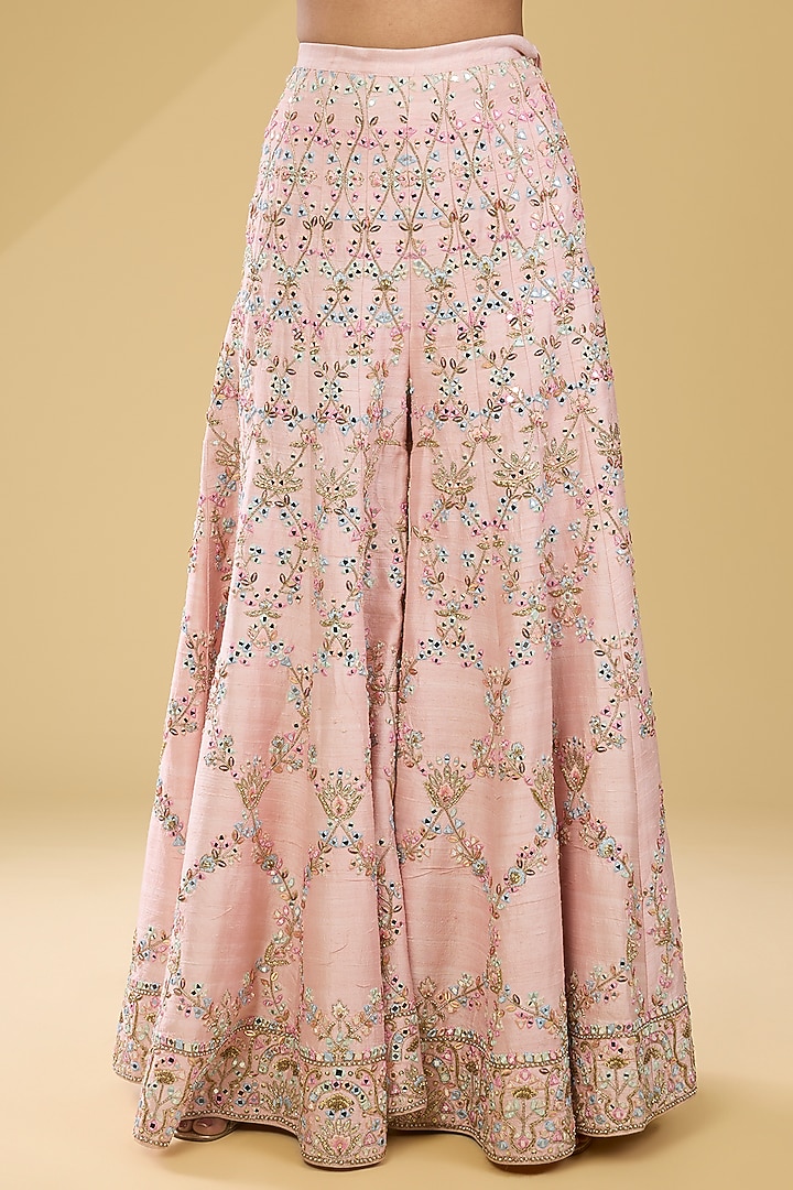Pink Raw Silk Mirror Work Bridal Sharara Set by Tamanna Punjabi Kapoor at Pernia's Pop Up Shop