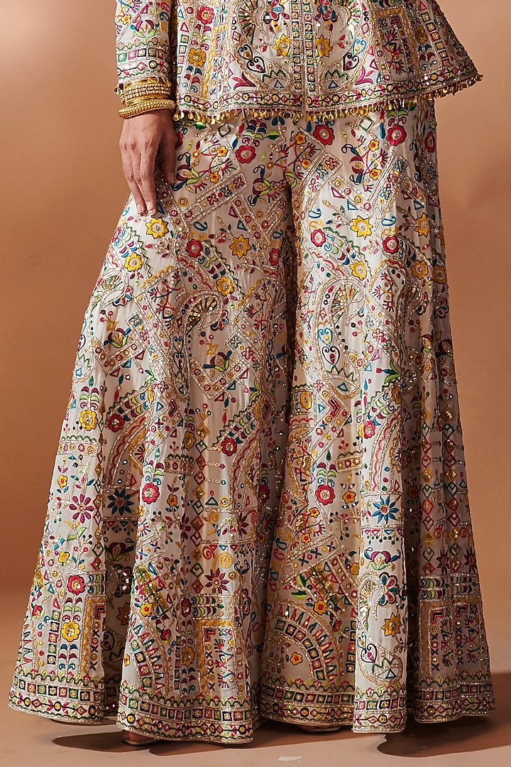 Ivory Georgette Resham Embroidered Bridal Sharara Set by Tamanna Punjabi Kapoor at Pernia's Pop Up Shop