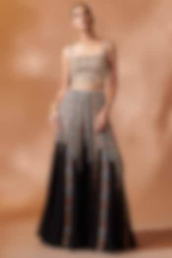 Black Georgette Embroidered Bridal Sharara Set by Tamanna Punjabi Kapoor at Pernia's Pop Up Shop