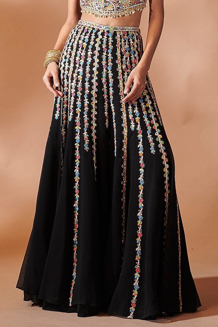 Black Georgette Embroidered Bridal Sharara Set by Tamanna Punjabi Kapoor at Pernia's Pop Up Shop