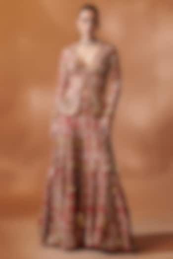 Red Georgette Sequins Embroidered Jacket Set by Tamanna Punjabi Kapoor at Pernia's Pop Up Shop