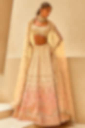 Blush Raw Silk Sequin Embroidered Ombre Bridal Lehenga Set by Tamanna Punjabi Kapoor at Pernia's Pop Up Shop