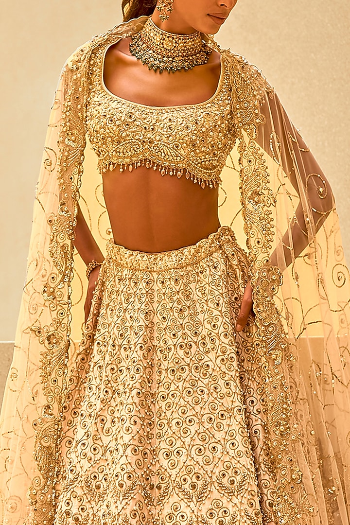Blush Raw Silk Sequin Embroidered Ombre Bridal Lehenga Set by Tamanna Punjabi Kapoor at Pernia's Pop Up Shop