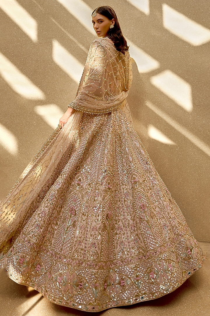 Baby Pink Raw Silk Zardosi & Sequin Embroidered Bridal Lehenga Set by Tamanna Punjabi Kapoor at Pernia's Pop Up Shop