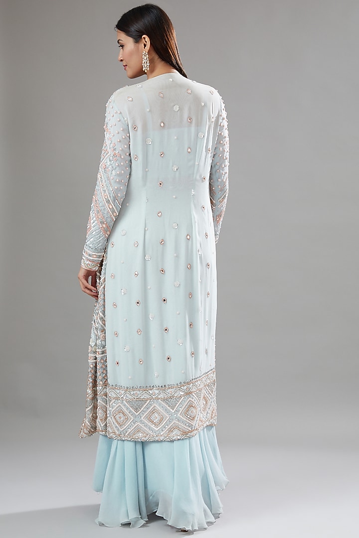 Blue Georgette Skirt Set by The Pink Mirror at Pernia's Pop Up Shop