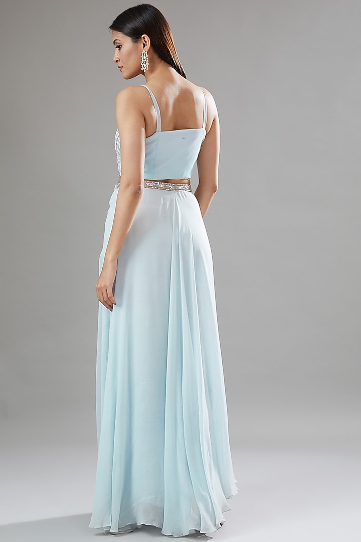 Blue Georgette Skirt Set by The Pink Mirror at Pernia's Pop Up Shop