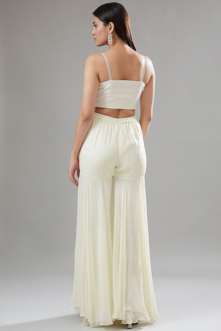 Off-White Organza & Georgette Wedding Sharara Set by The Pink Mirror at Pernia's Pop Up Shop