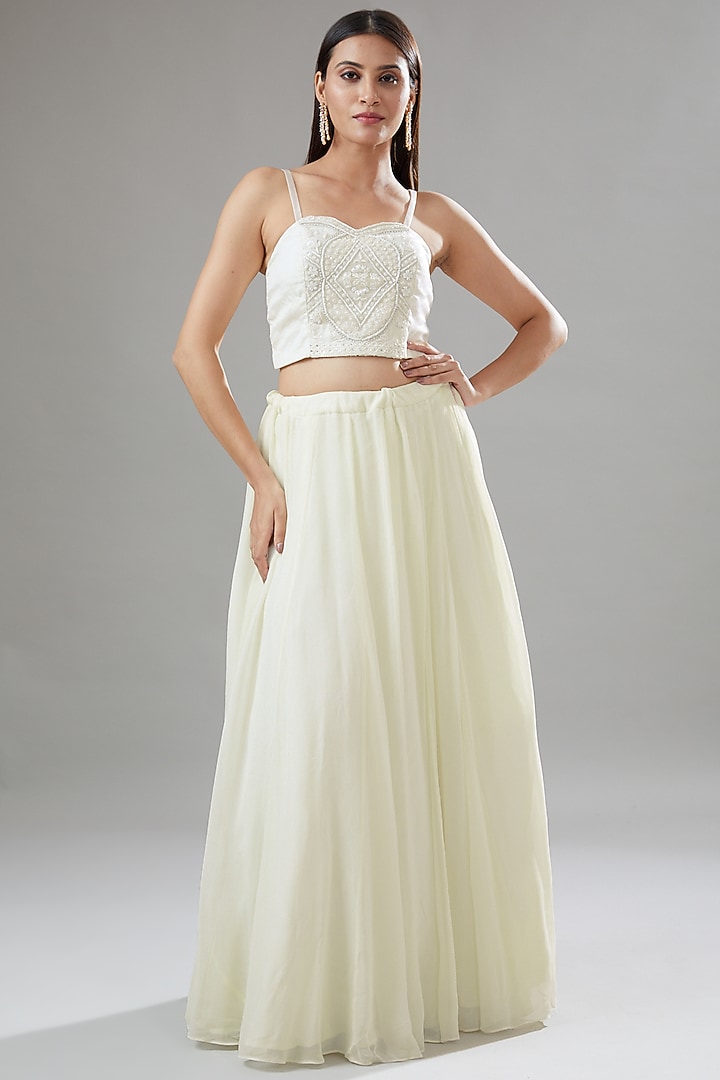 Ivory Organza & Georgette Wedding Sharara Set by The Pink Mirror at Pernia's Pop Up Shop