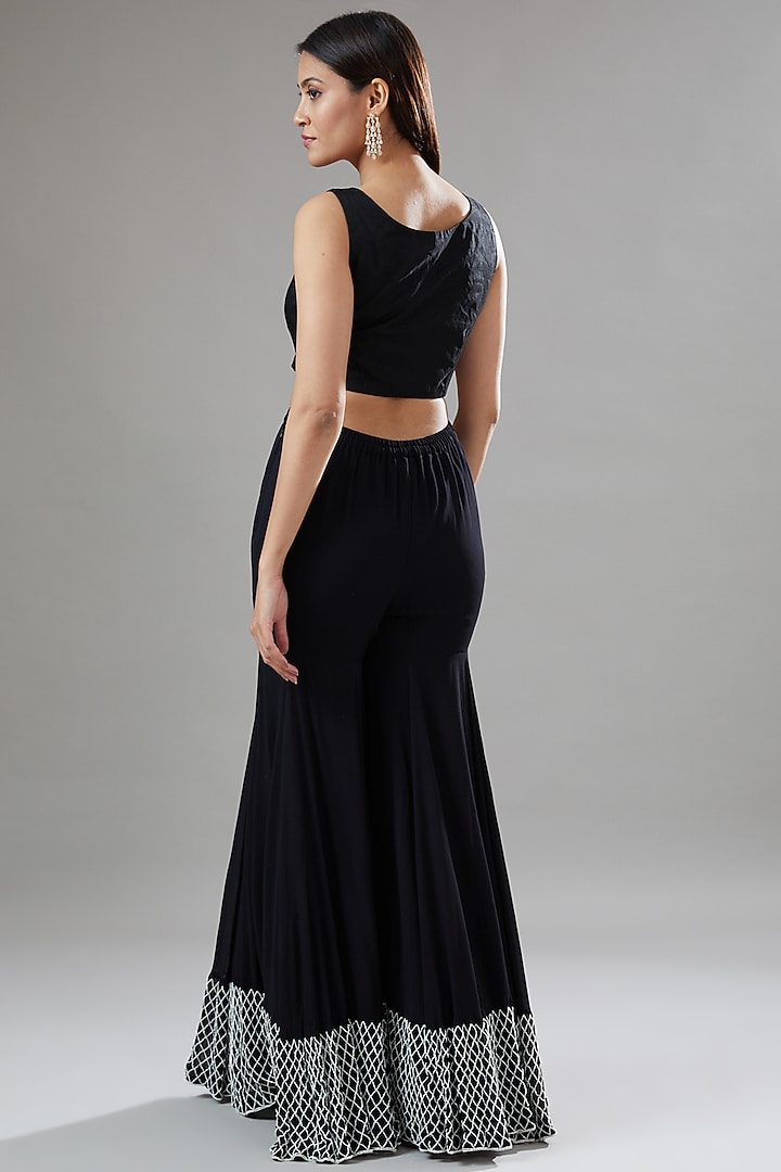 Black Organza & Georgette Wedding Sharara Set by The Pink Mirror at Pernia's Pop Up Shop