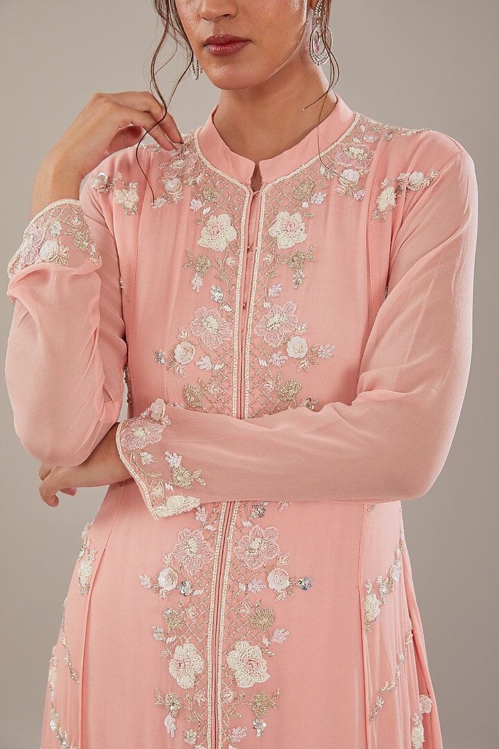 Dusty Pink Georgette Kurta Set by The Pink Mirror at Pernia's Pop Up Shop