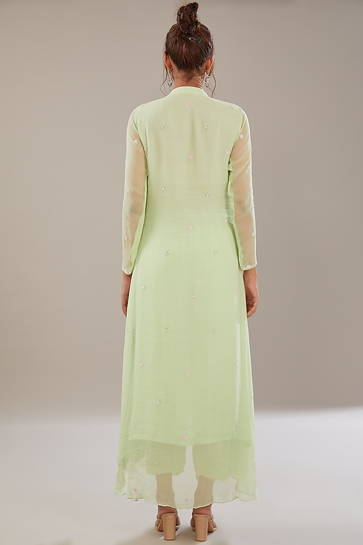 Mint Green Georgette Kurta Set by The Pink Mirror at Pernia's Pop Up Shop