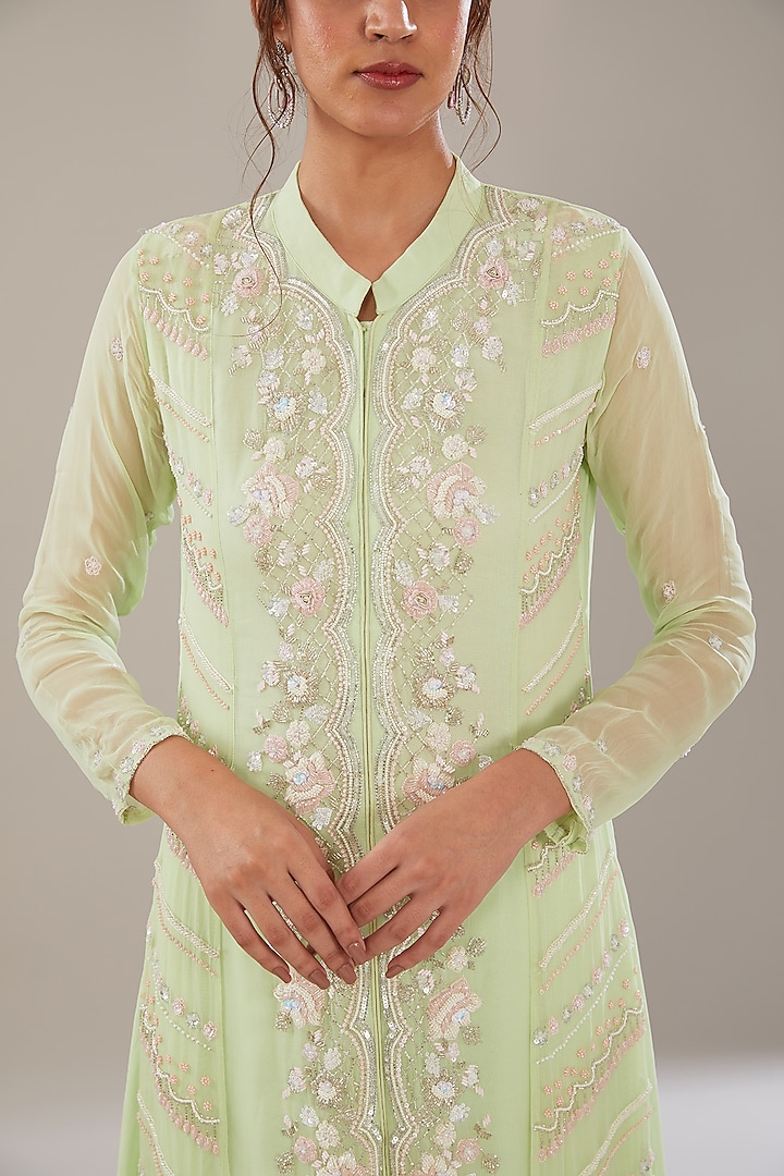 Mint Green Georgette Kurta Set by The Pink Mirror at Pernia's Pop Up Shop
