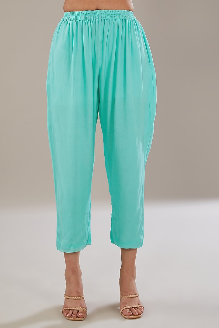 Aqua Blue Georgette Kurta Set by The Pink Mirror at Pernia's Pop Up Shop