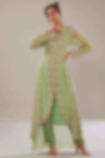 Green Georgette Kurta Set by The Pink Mirror