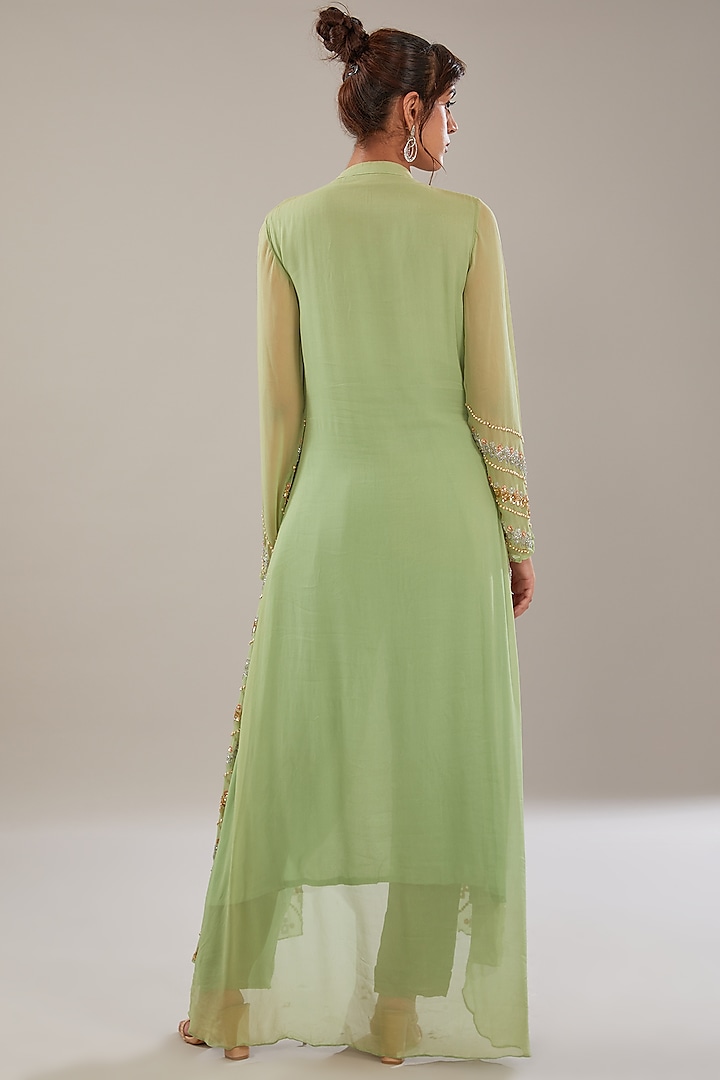 Green Georgette Kurta Set by The Pink Mirror at Pernia's Pop Up Shop