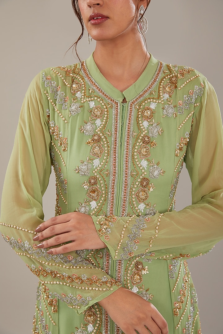 Green Georgette Kurta Set by The Pink Mirror at Pernia's Pop Up Shop