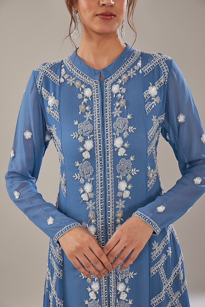 Blue Georgette Kurta Set by The Pink Mirror at Pernia's Pop Up Shop