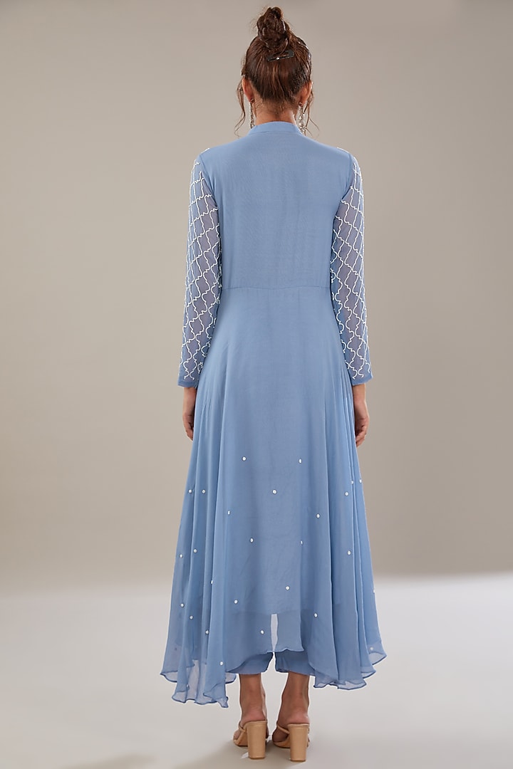 Blue Georgette Kurta Set by The Pink Mirror at Pernia's Pop Up Shop